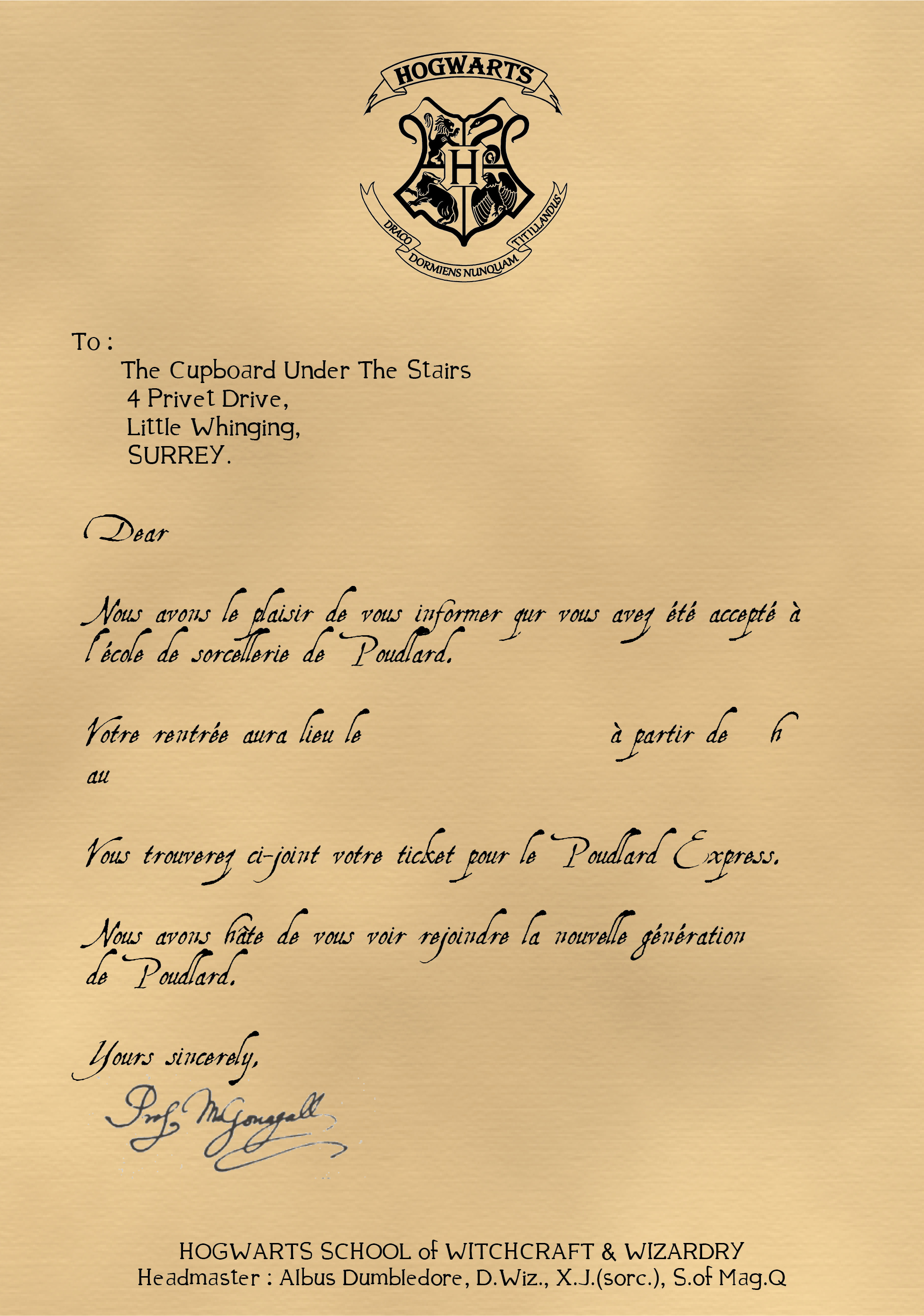 Invitation Anniversaire Harry Potter